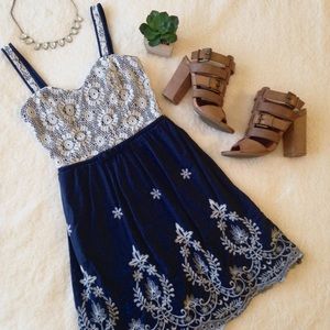 Navy Blue Crocheted Lace Sundress
